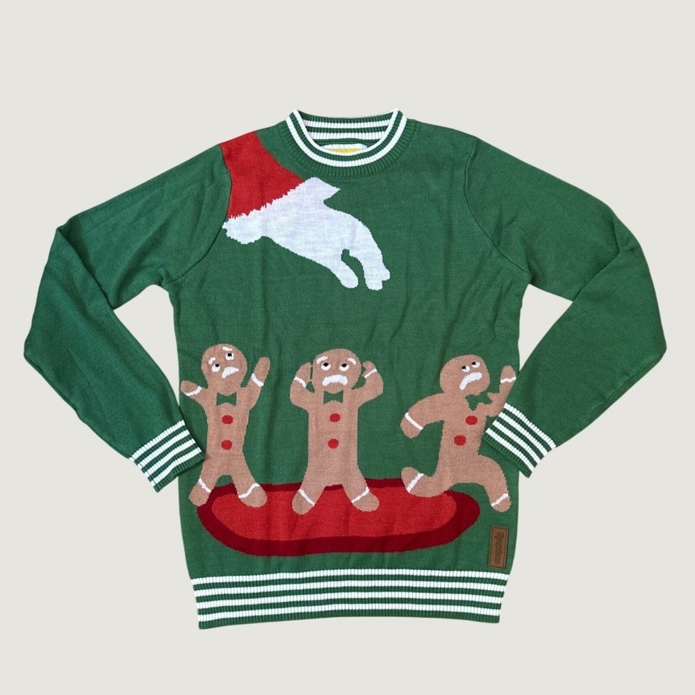 Tipsy Elves Gingerbread Man Sweater Mens Green Ugly Christmas SIZE S